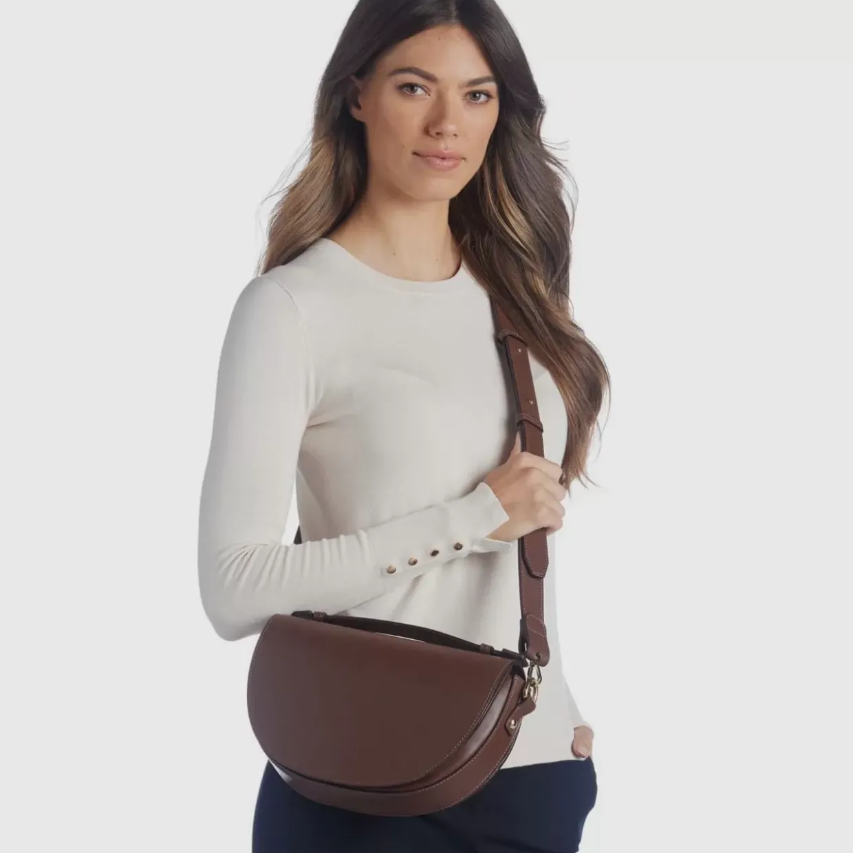 Aquatalia Siena Crossbody Cognac New